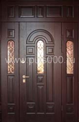 Вишнёвая парадная дверь для коттеджа ПР-29 с отделкой массивом, цена 85 377  руб.